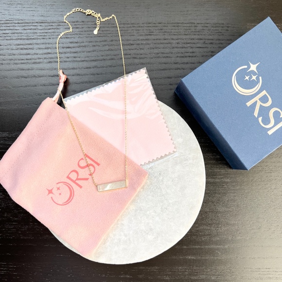 New ORSI Silver Morgan Bar Necklace Gold Plated - Picture 6 of 6